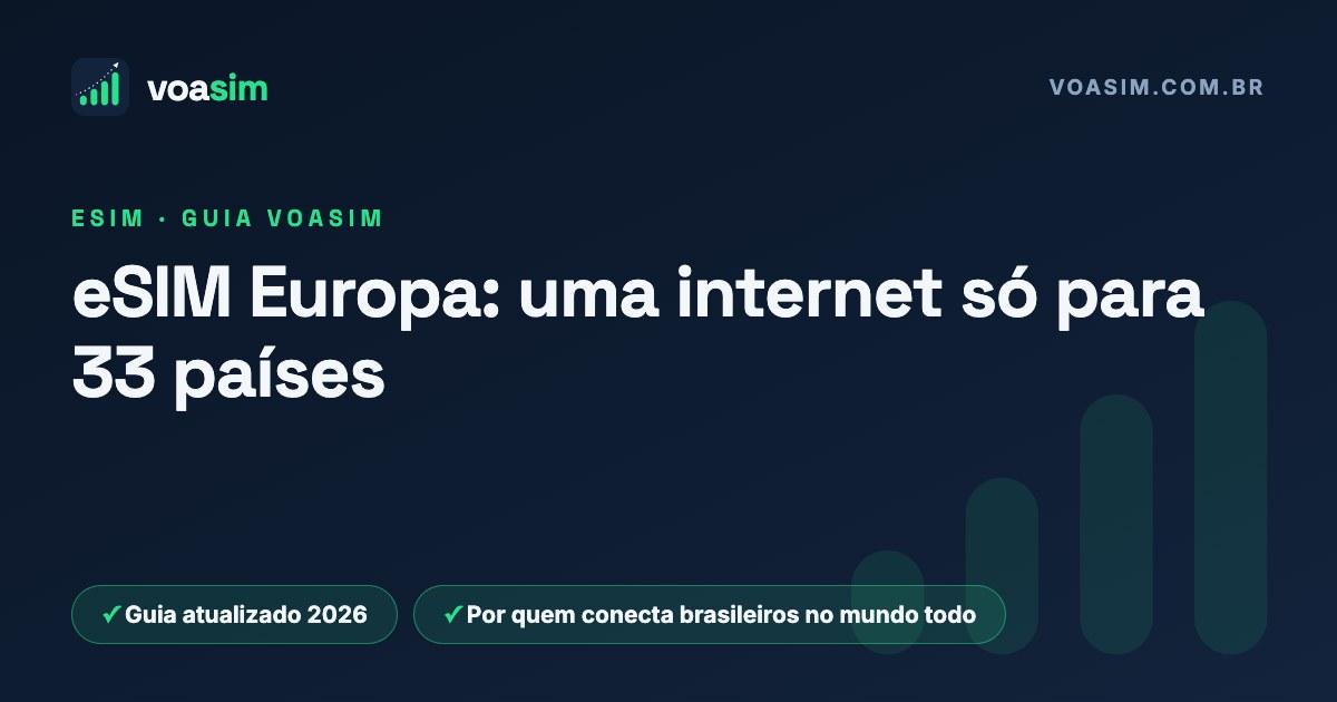 eSIM Europa: uma internet só para 33 países — guia VoaSim